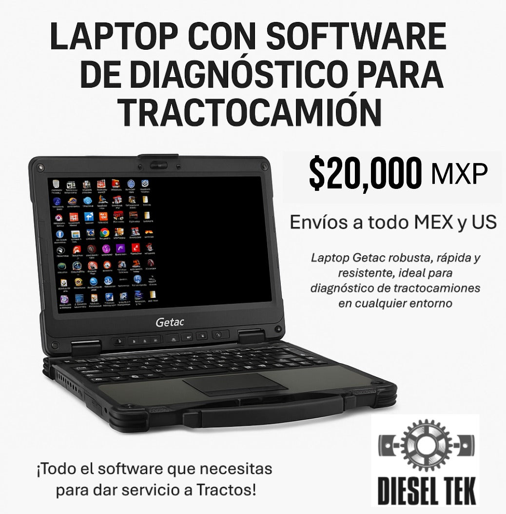 Laptop con Software de Diagnóstico para Tractocamión